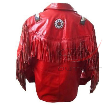 Men's Suede Jacket Bones & Bead Work with Fringe