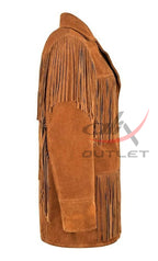 Women's Western Style Jacket Brown Suede image 2