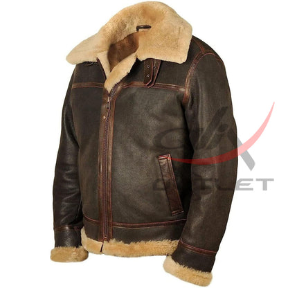 Leather Shearling Bomber Jacket RAF B3 for Men image 0