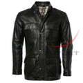 Cafe Racer Coat Long Hip Length Leather Jacket image 0