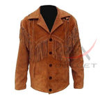 Men's Suede Jacket Bones & Bead Work with Fringe
