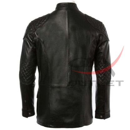 Cafe Racer Coat Long Hip Length Leather Jacket image 1