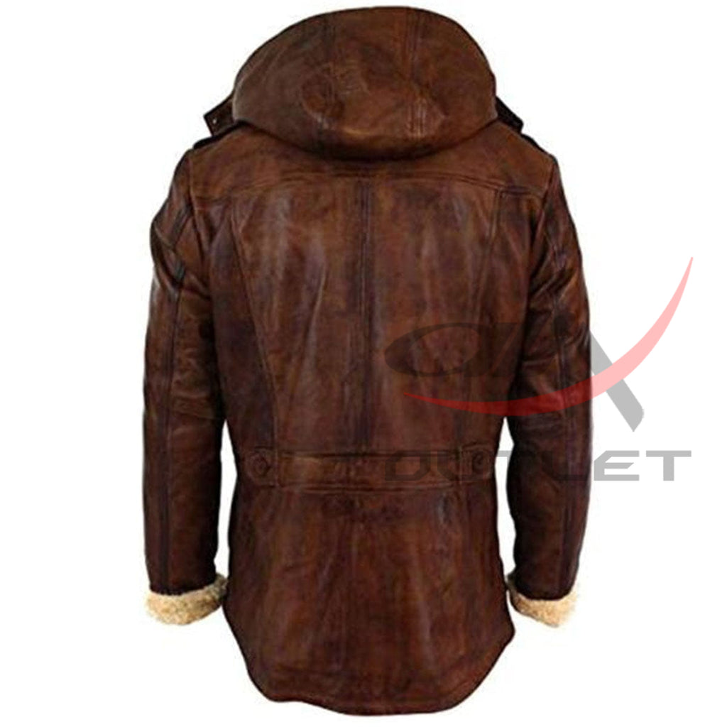 Leather Duffle Coat Detachable Hood image 1