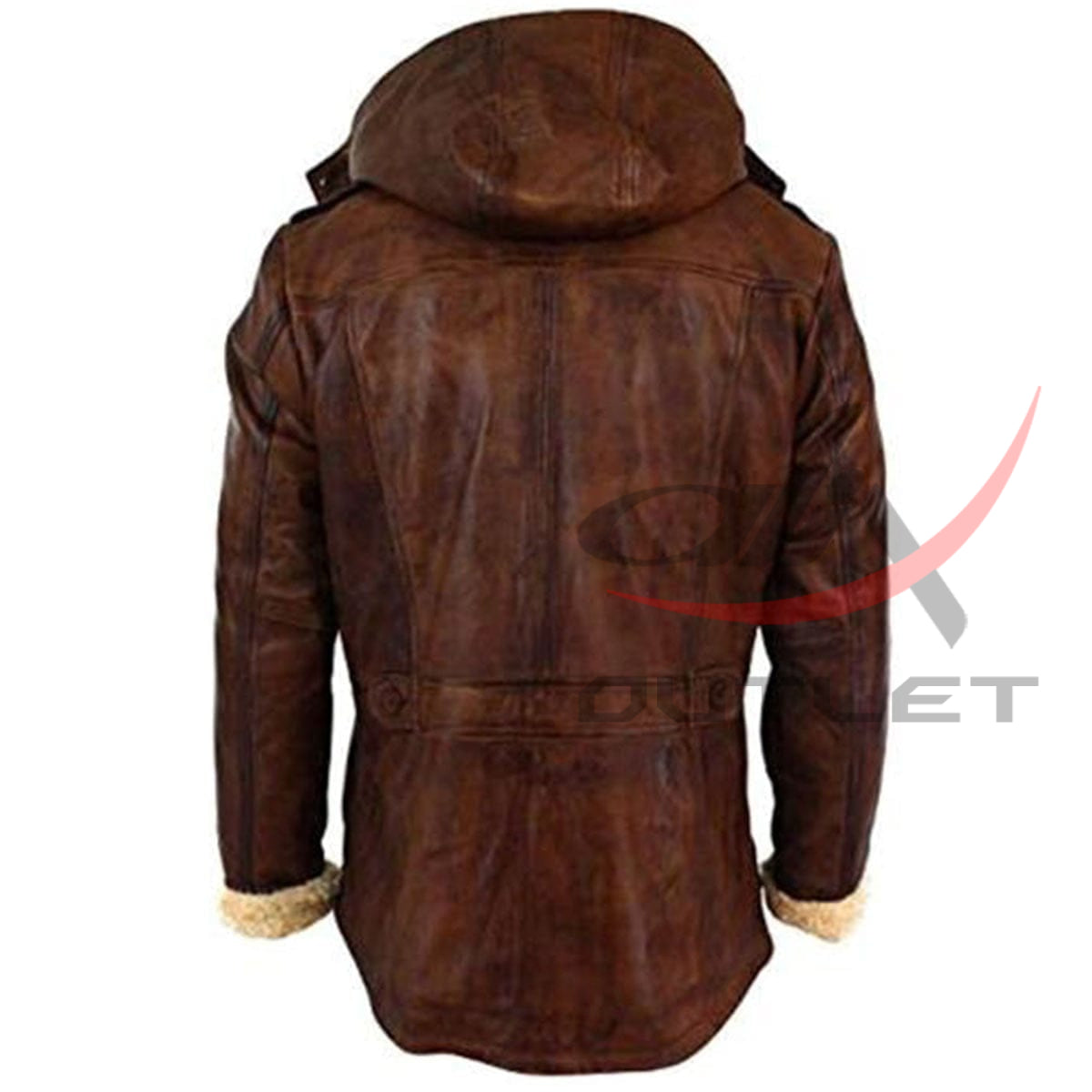 Leather Duffle Coat Detachable Hood image 1