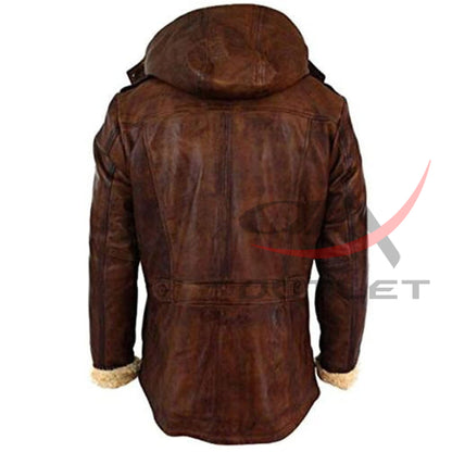 Leather Duffle Coat Detachable Hood image 1