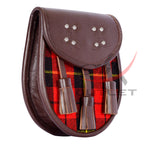 Scottish Sporran Wallace Tartan Brown Leather image 2