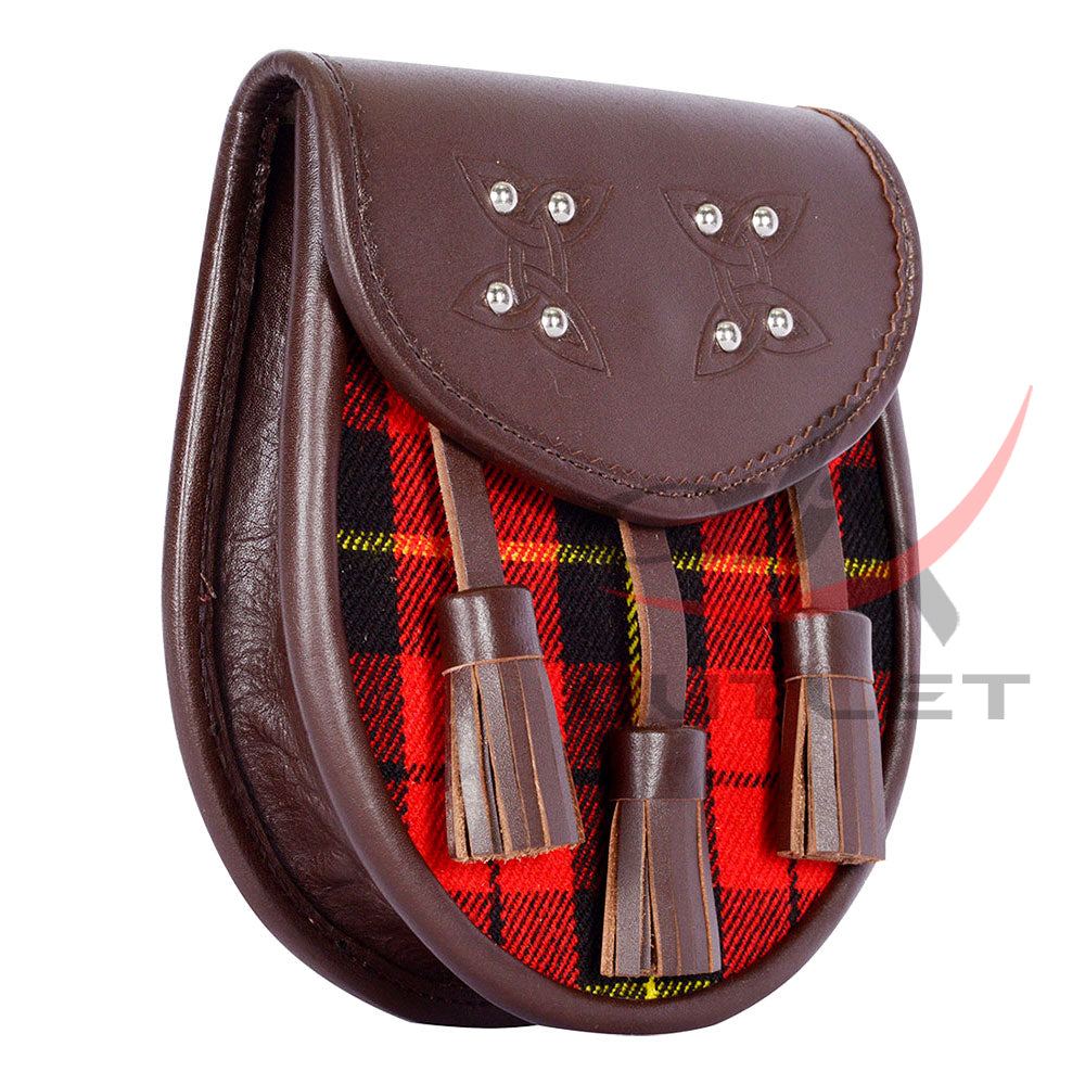Scottish Sporran Wallace Tartan Brown Leather image 2
