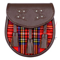 Scottish Sporran Royal Stewart Tartan Brown Leather image 0