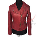 Women Fashion Leather Jacket Red