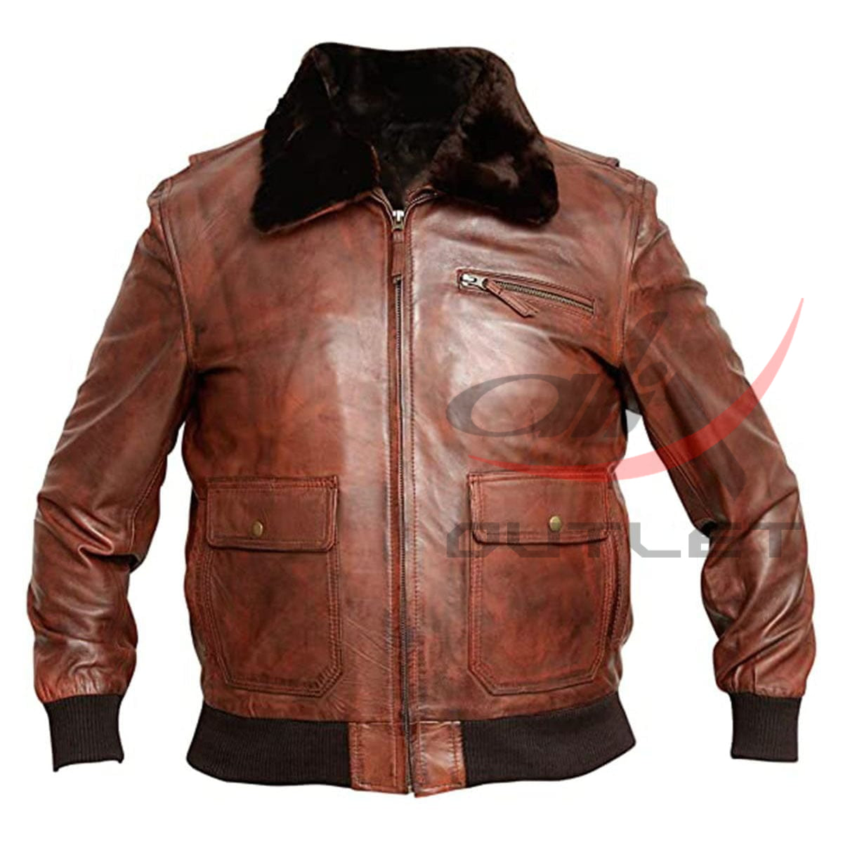 G-1 Navy Aviator Real Leather Bomber Jacket Distressed Brown image 0