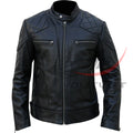 Black Quilted Leather Jacket image 0