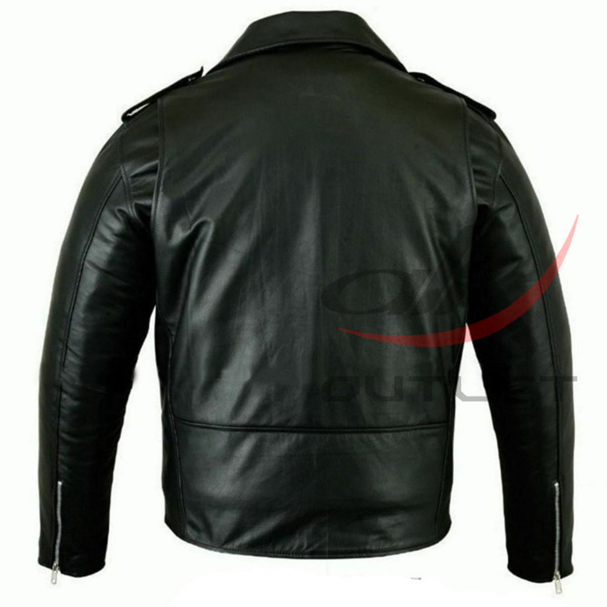 Brando Biker Leather Jacket Black image 1