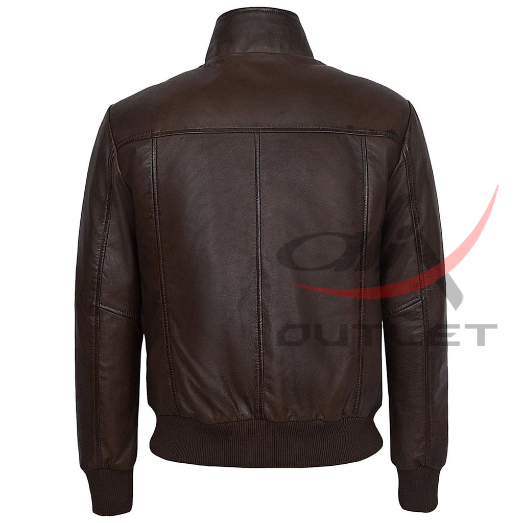 Retro Quilted Bomber Leather Jacket image 1