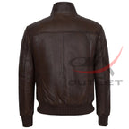Retro Quilted Bomber Leather Jacket image 1