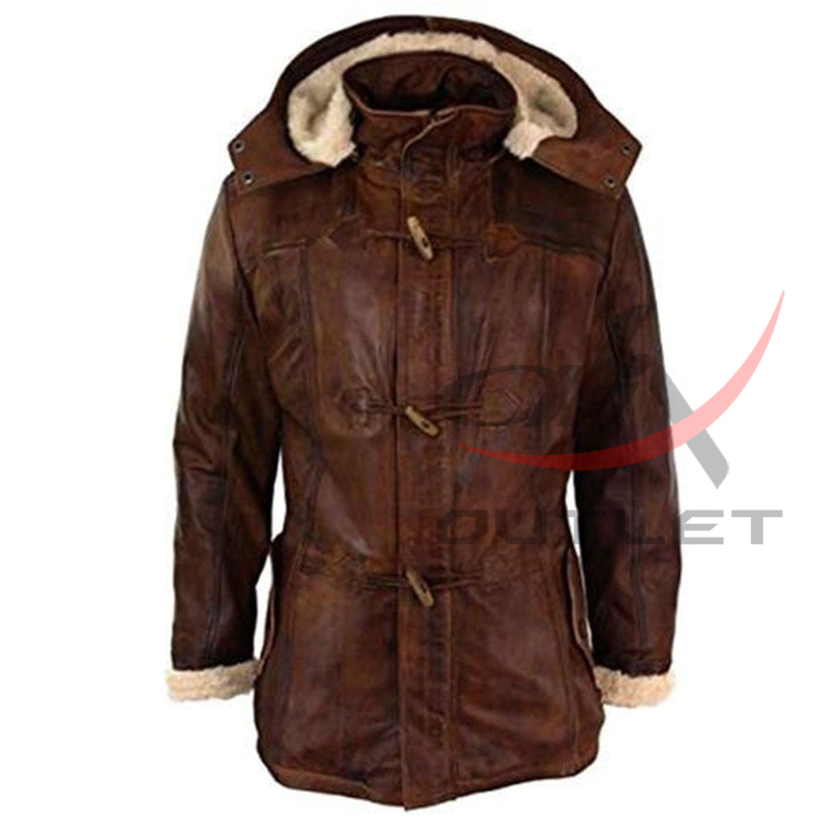 Leather Duffle Coat Detachable Hood image 0