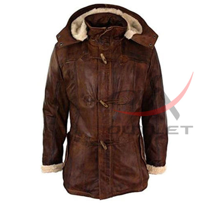Leather Duffle Coat Detachable Hood image 0
