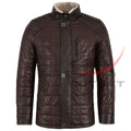 Leather Quilted Jacket Faux Fur Collar Coat image 0