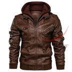 Fashion Leather Jacket Detachable Hood image 0