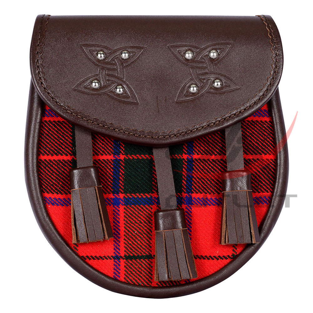 Scottish Sporran Rose Tartan Brown Leather image 0