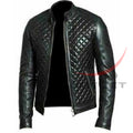 Cafe Racer Jacket Real Leather Quilted Black image 0