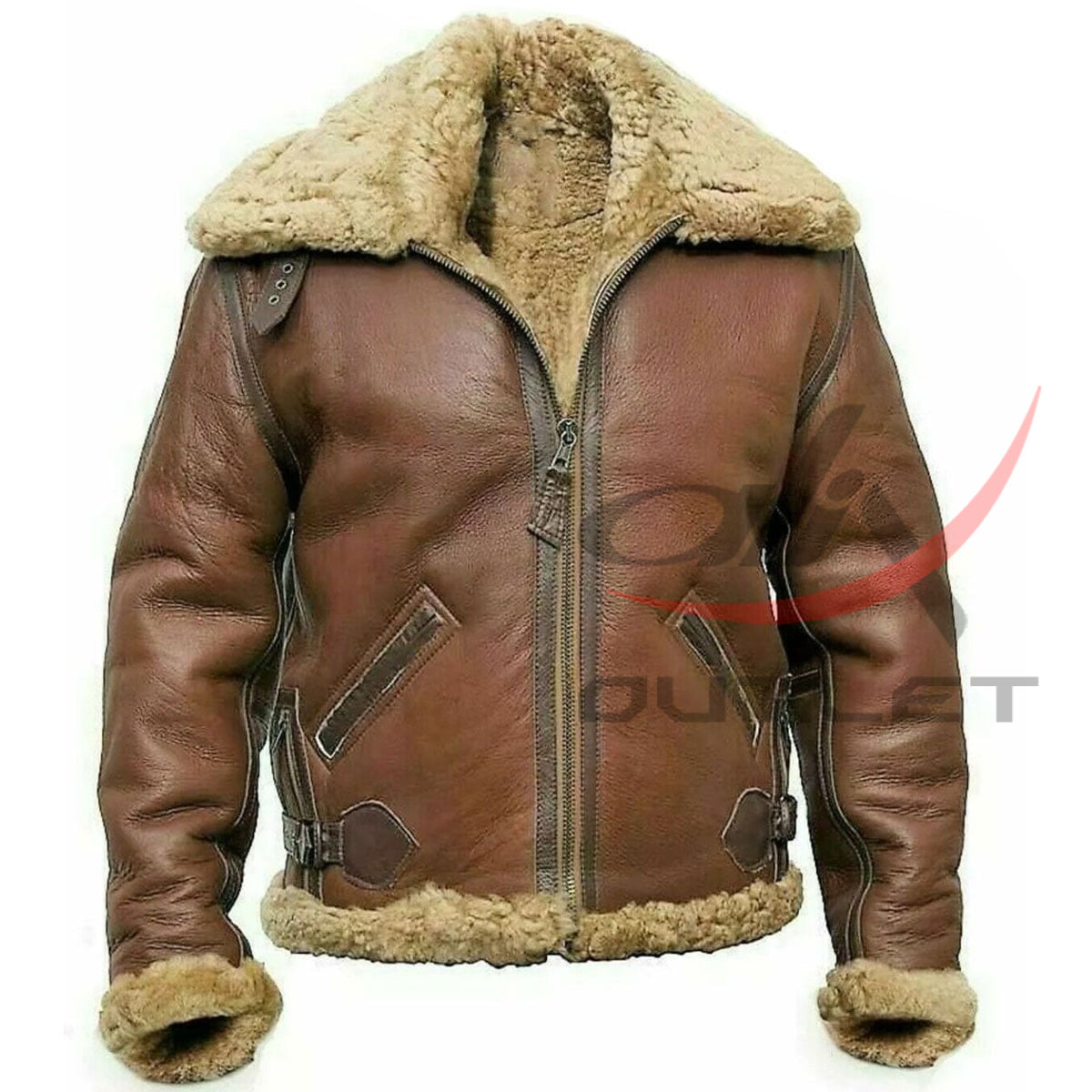 B3 Bomber Aviator Jacket Fur Shearling Leather Jacket image 0