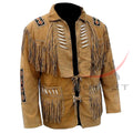 Men's Suede Jacket Bones & Bead Work with Fringe