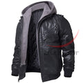 Biker Hooded Leather Jacket image 0