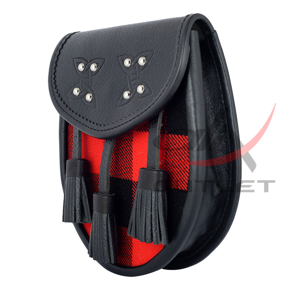 Scottish Sporran McGregor Rob Roy Tartan Black Leather image 3