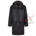 Real Leather Hooded Coat Long image 0