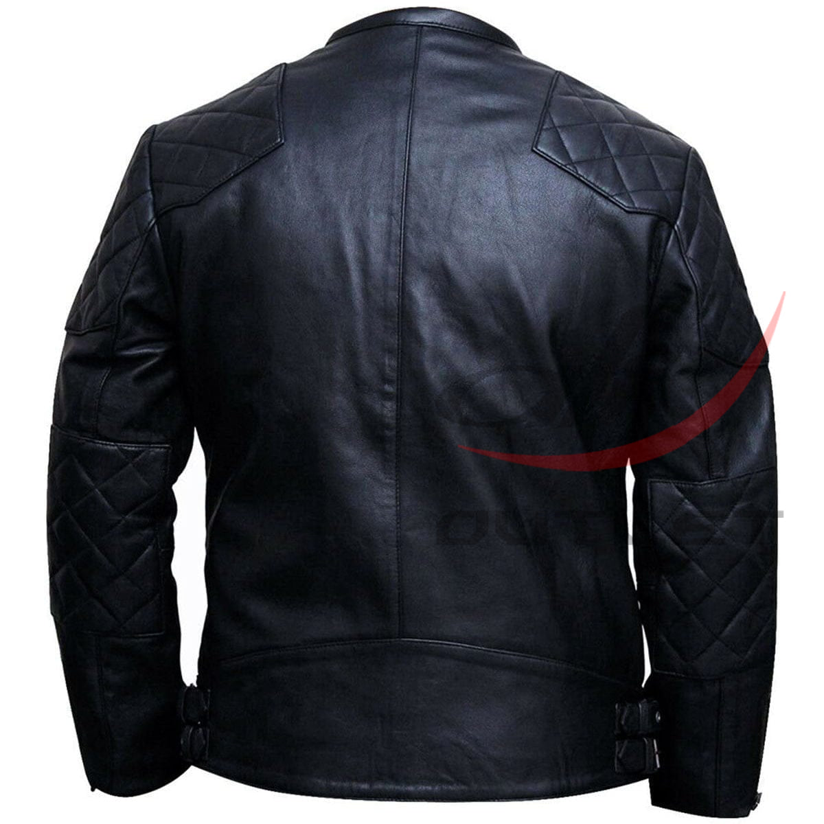 Black Quilted Leather Jacket image 1