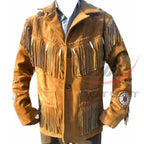 Men's Suede Jacket Bones & Bead Work with Fringe