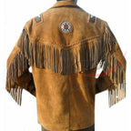 Men's Suede Jacket Bones & Bead Work with Fringe