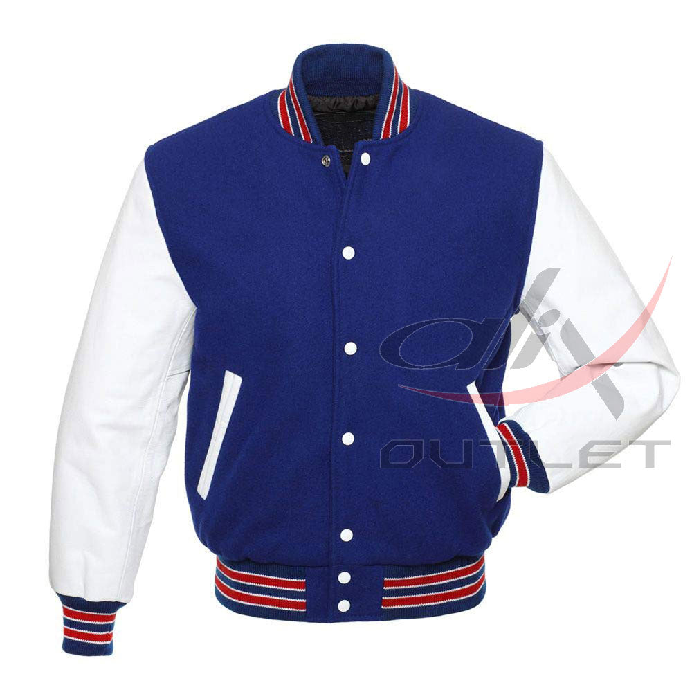 Baseball Royal Blue Wool & Leather Sleeves Jacket