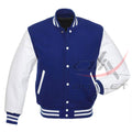 Baseball Jacket Royal Blue Wool & Leather Sleeves