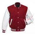 Baseball Maroon Wool & Leather Sleeves Jacket