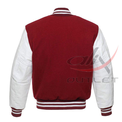 Baseball Maroon Wool & Leather Sleeves Jacket