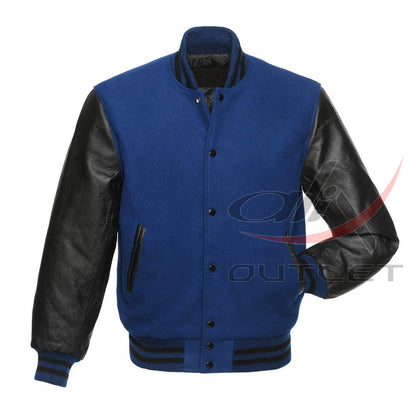 Letterman Royal Blue Wool Jacket Leather Sleeves