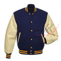 Letterman Dark Blue Wool Jacket with Leather Sleeves