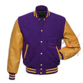 Letterman Jacket Voilet Wool & Leather Sleeves