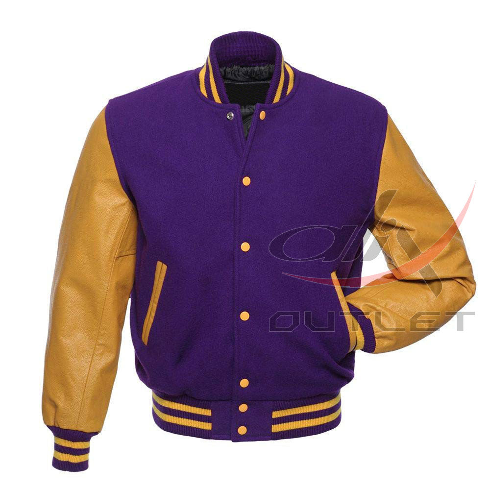 Letterman Jacket Voilet Wool & Leather Sleeves