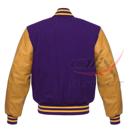 Letterman Jacket Voilet Wool & Leather Sleeves