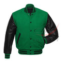 Varsity Letterman Baseball Green Wool & Leather Sleeves