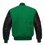 Varsity Letterman Baseball Green Wool & Leather Sleeves