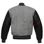 Varsity Letterman Baseball Grey Wool & Leather Sleeves Jacket