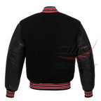 Varsity Jacket Black Wool & Leather Sleeves