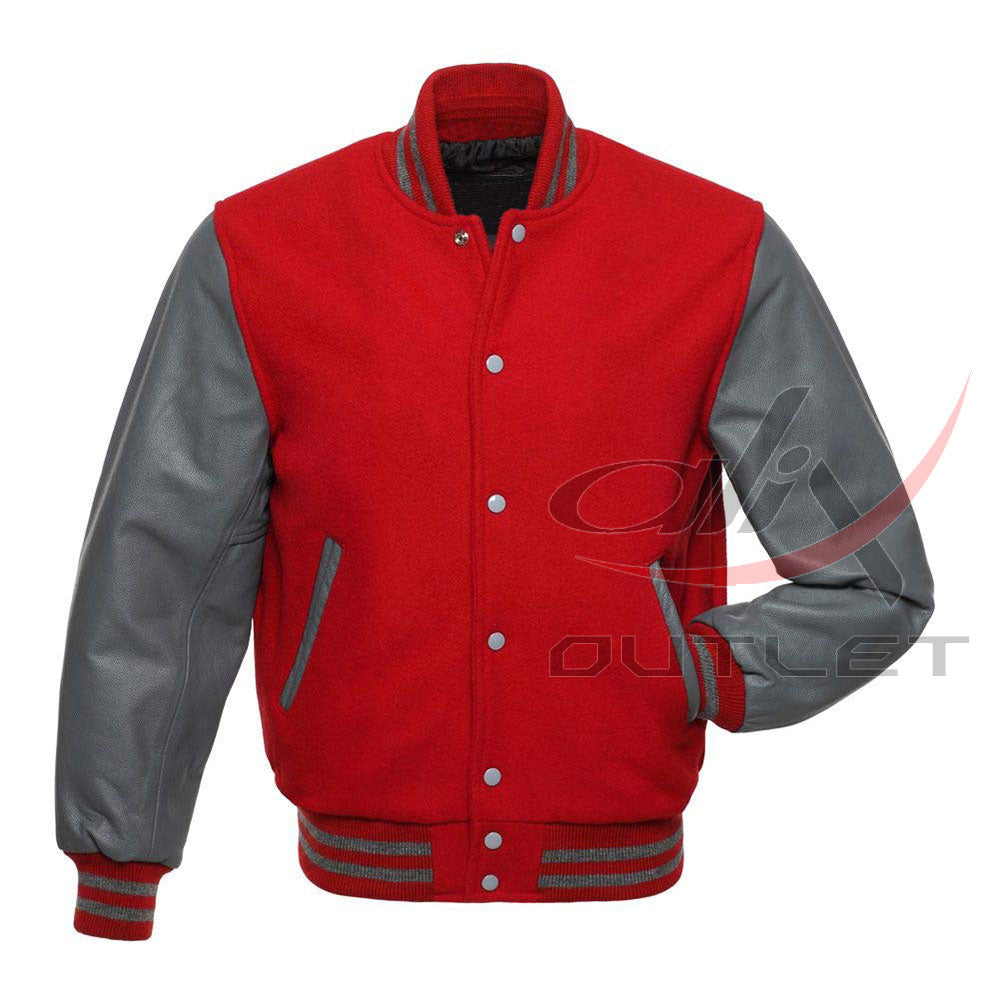 Varsity Red Wool Jacket & Leather Sleeves