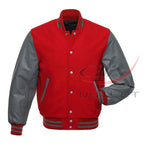 Varsity Red Wool Jacket & Leather Sleeves