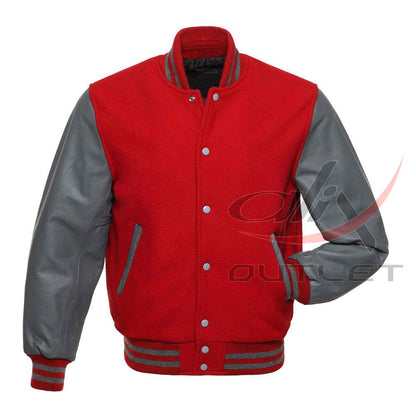 Varsity Red Wool Jacket & Leather Sleeves