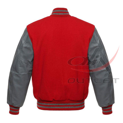 Varsity Red Wool Jacket & Leather Sleeves