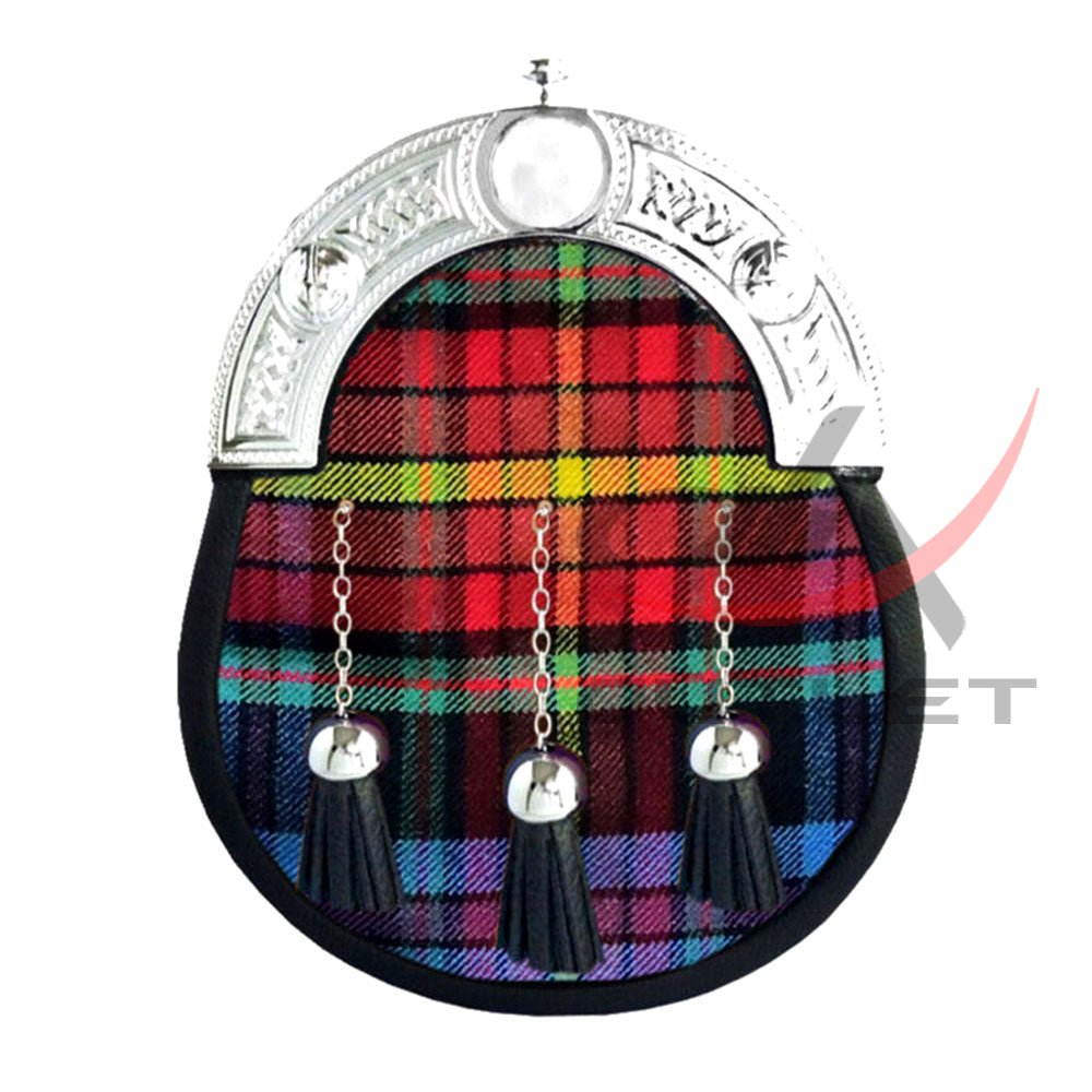 LGBTQ Pride Tartan Full Dress Leather Sporrans image 0
